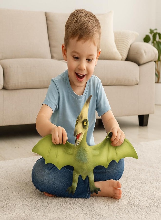 DTR Creation Pteranodon Green-33cm Dinosaur Action Figure Toy with Sound for Kids, Soft Rubber Dinosaur Toy, Collection Birthday Gifts Toys, Statue Toys(Green-33 CM) - Image 5